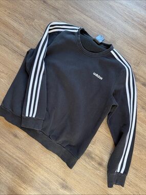 adidas Black Sweatshirt with White Three-Stripes
